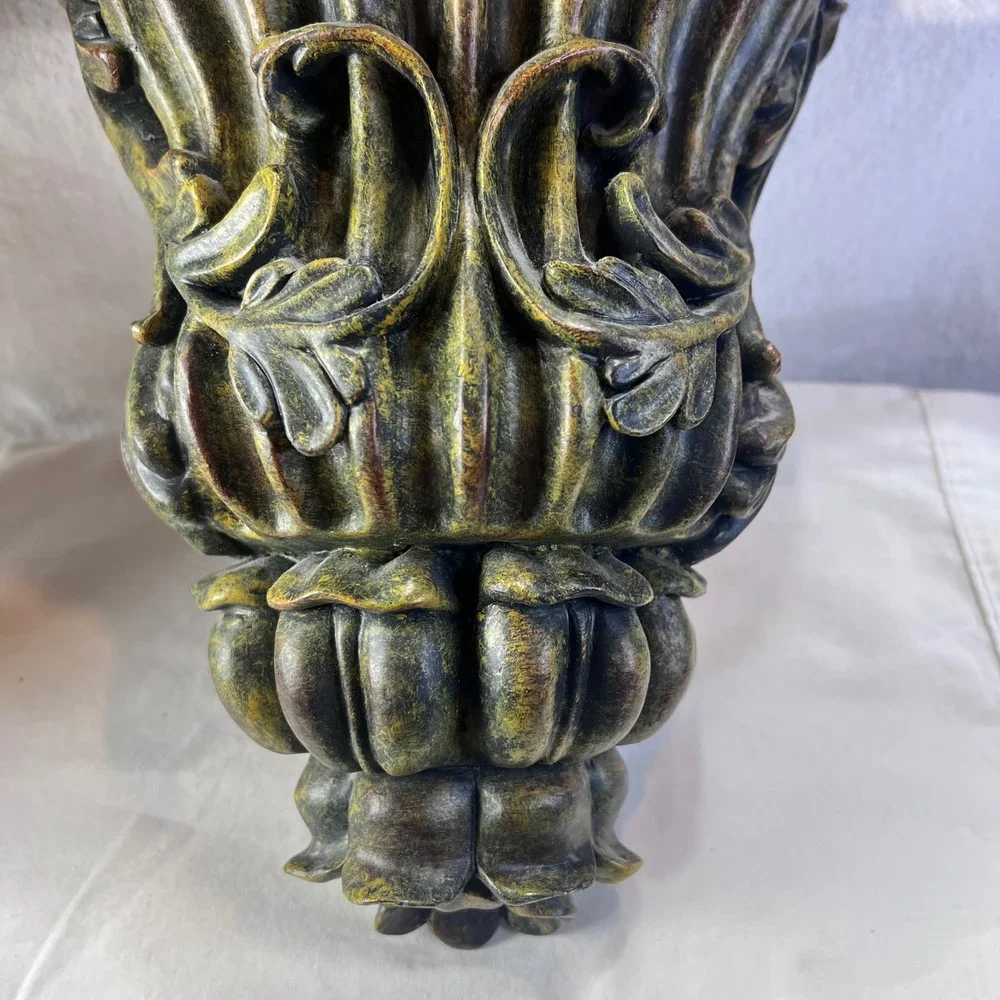 Decoline New York Wall Corbel Sconce Pair Antique Bronze Verdigris Floral 12.5in